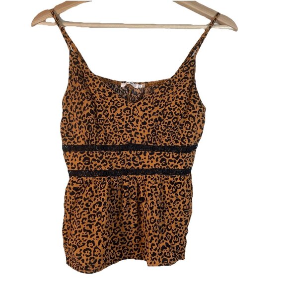 Women's Leopard Ladder Trim‎ Tank Top S MiAmi Francesca's Mobwife Cheetah Party - Picture 2 of 8